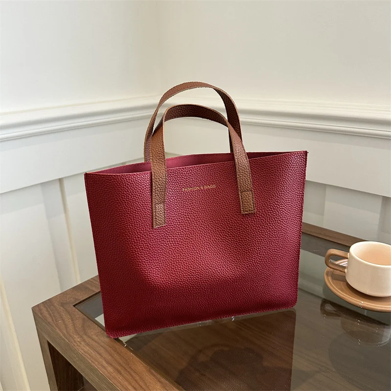 Elegante strukturierte Leder Tote Bag