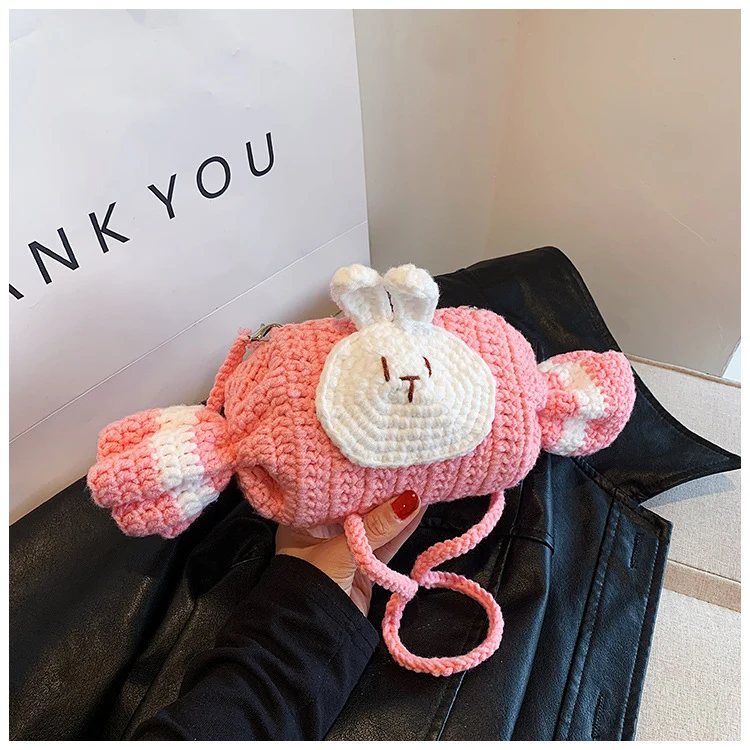 Süße Hase-Motiv Häkel-Schultertasche