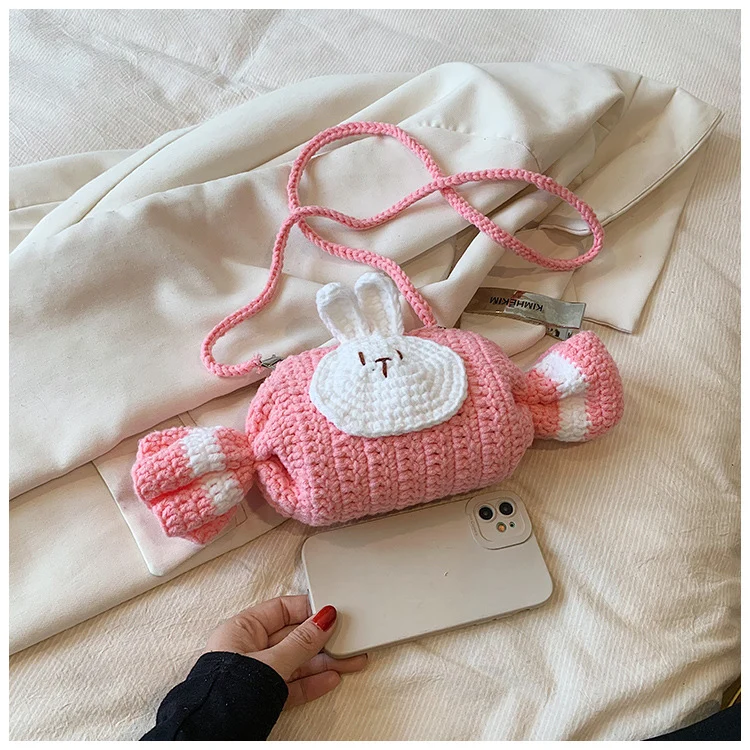 Süße Hase-Motiv Häkel-Schultertasche