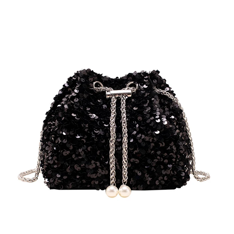 Elegante Pailletten Kordelzug Handtasche