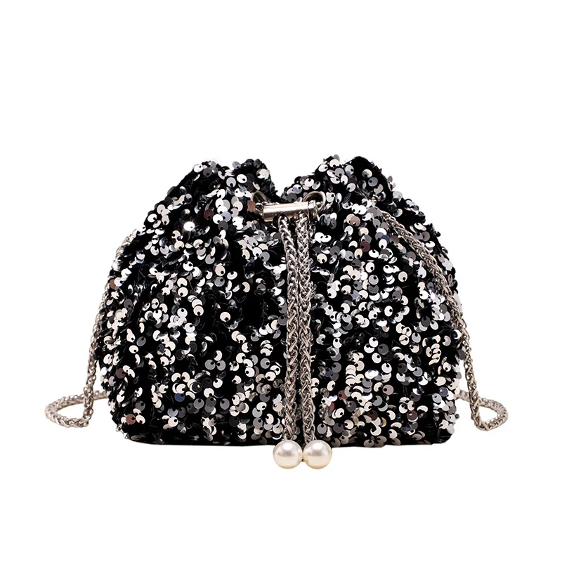 Elegante Pailletten Kordelzug Handtasche