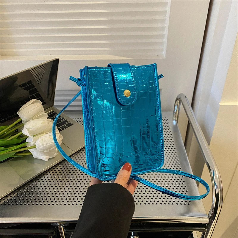 Croc-Prägung Mini Umhängetasche