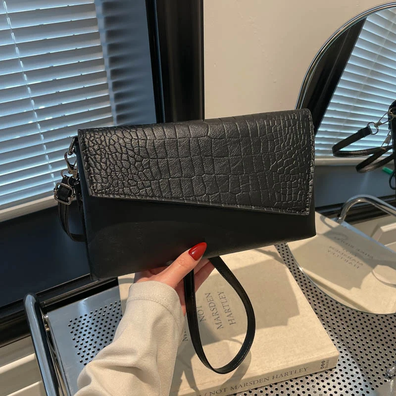 Croc-Prägung Clutch-Handtasche