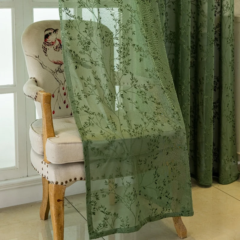 WoFloral Bestickter transparenter Vorhang Skanto