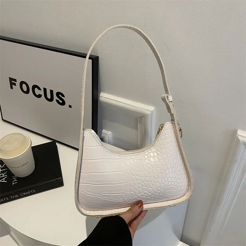 Elegante Kroko-Prägung Schultertasche