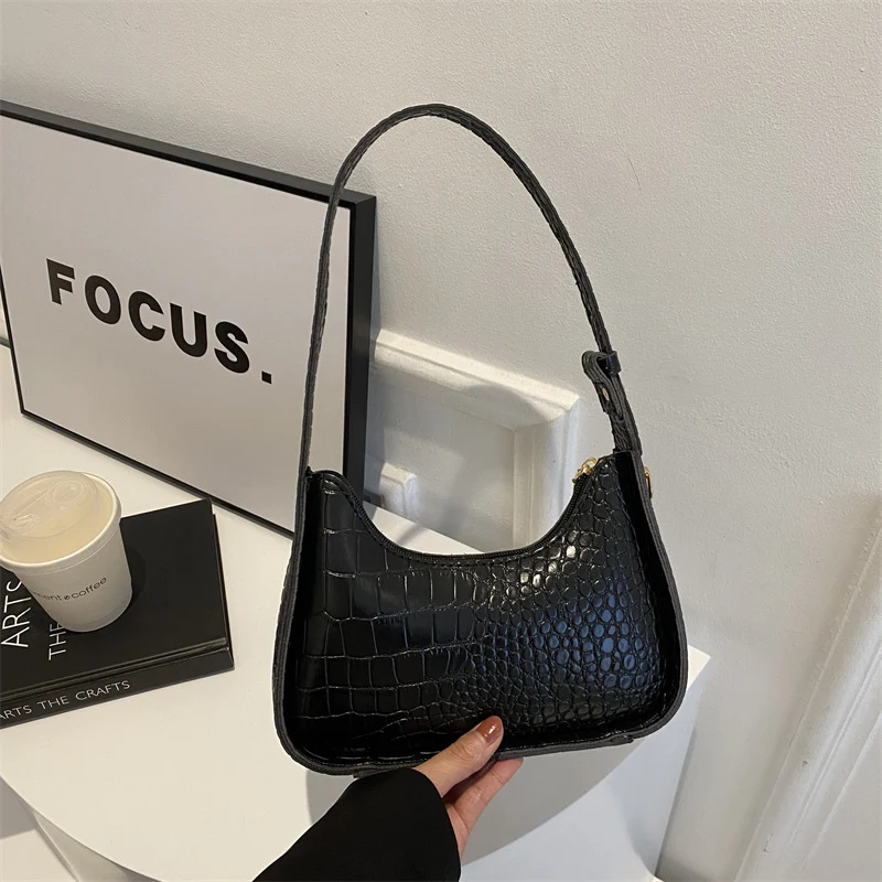 Elegante Kroko-Prägung Schultertasche