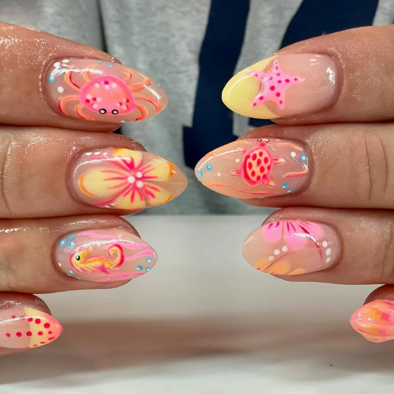 Künstlerisches von Ozeanen inspiriertes Nagelkunstset