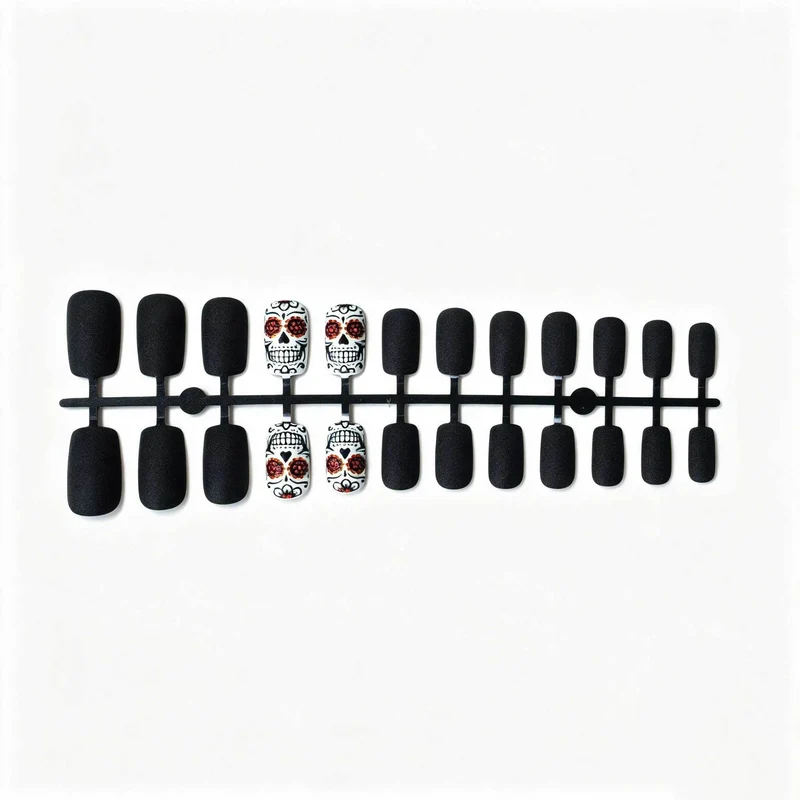 Künstlerisches Skull- und Blumen-Nail-Art-Set