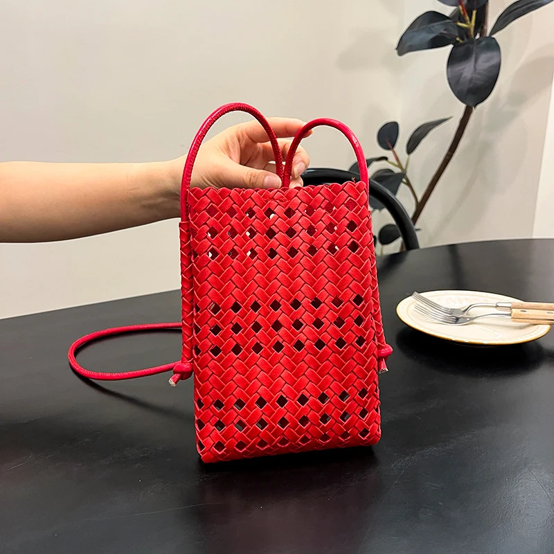 Handgefertigte Geflochtene Leder Schultertasche