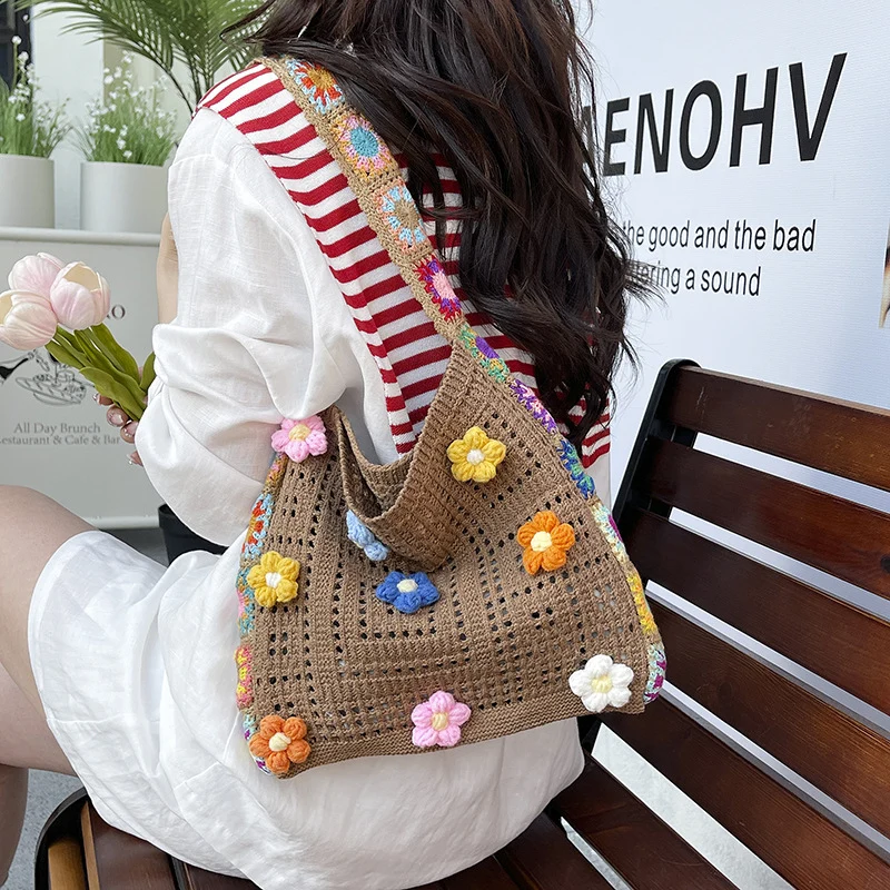 Bohemian Floral Häkel-Tasche