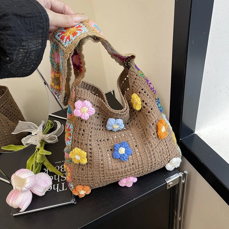 Bohemian Floral Häkel-Tasche