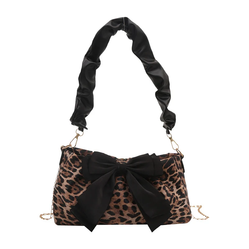 Leopardmuster Schleifenakzent Handtasche