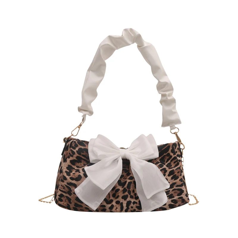 Leopardmuster Schleifenakzent Handtasche