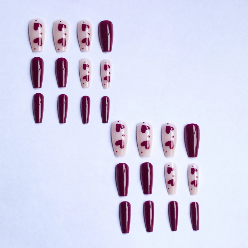 Künstlerisches Herz-Themen-Gel-Nagel-Set