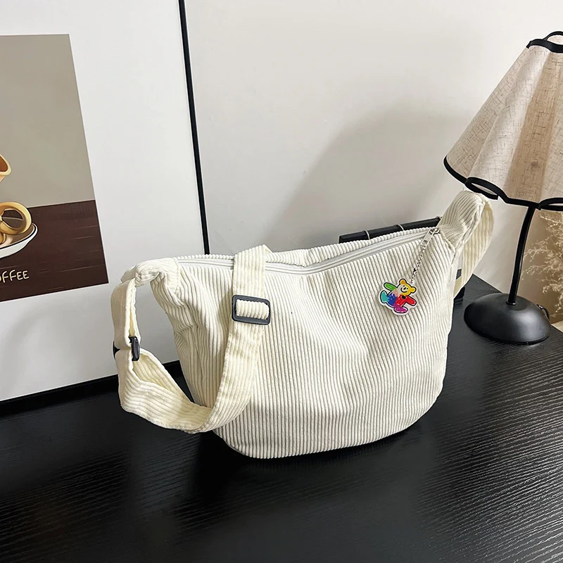 Lässige Baumwollcord Schultertasche