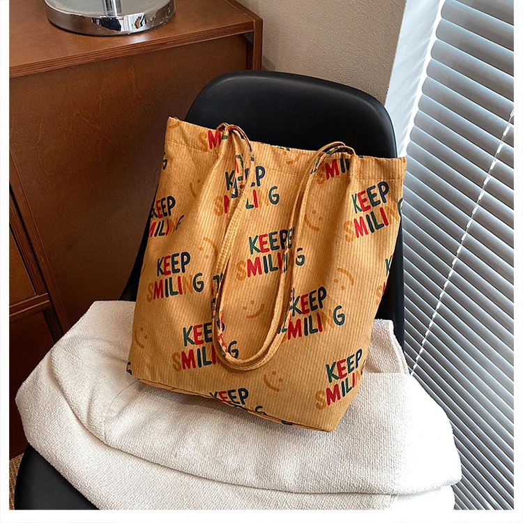 Smiley-Gesicht-Muster-Canvas-Shopper Tasche