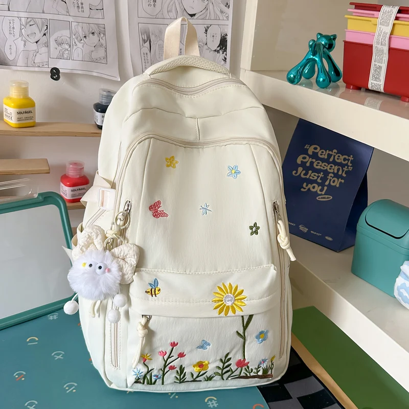 Bestickter Blumenmuster-Rucksack Karnz
