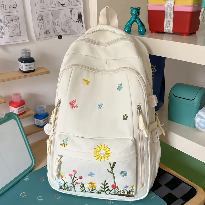 Bestickter Blumenmuster-Rucksack Karnz