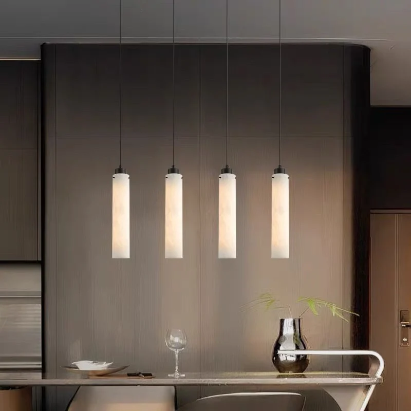 Moderne Marmor Zylinderring Pendelleuchte