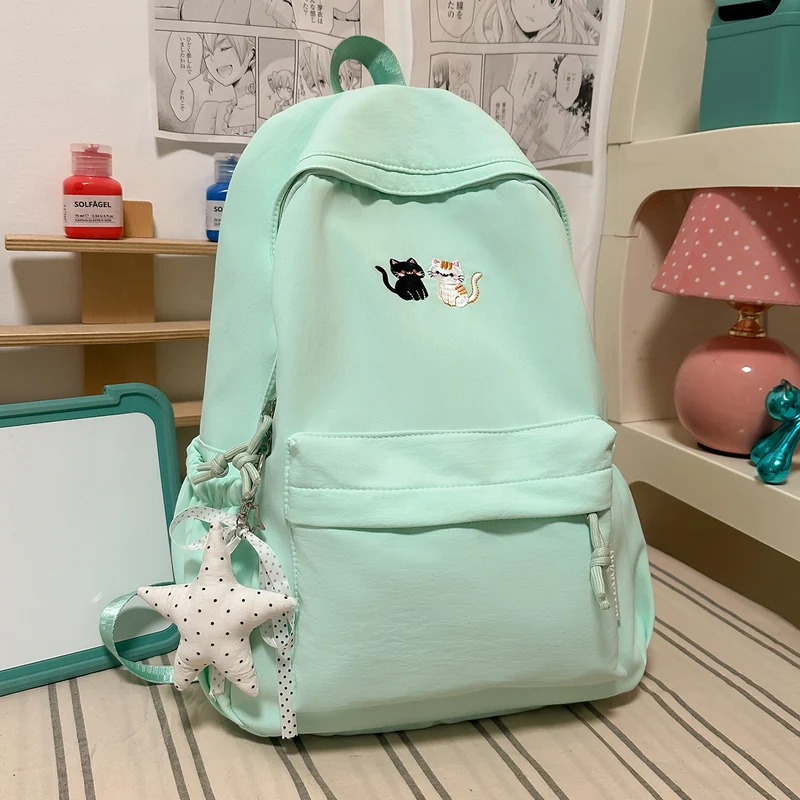 Bestickter katzen-themed Freizeit-Rucksack Karnz