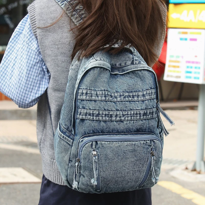 Langlebiger Denim-Stoff-Rucksack Karnz
