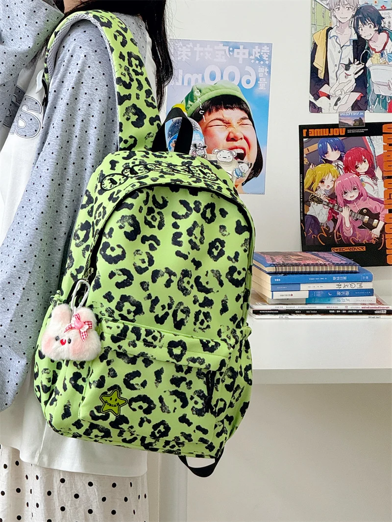 Mode-Bewusster Leoparden-Print Rucksack Karnz