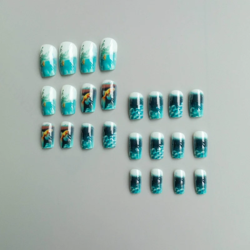 Künstlerisches 3D Aquarium Nagelkunstset