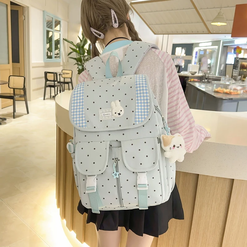 Niedlicher Illustrierter Polka Dot Rucksack Karnz