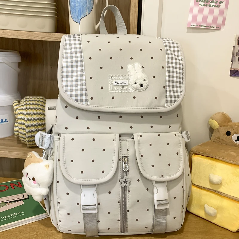 Niedlicher Illustrierter Polka Dot Rucksack Karnz