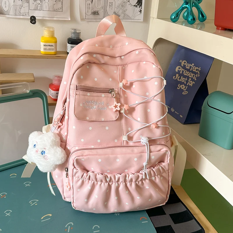 Niedlicher Pünktchen-Design Rucksack Karnz