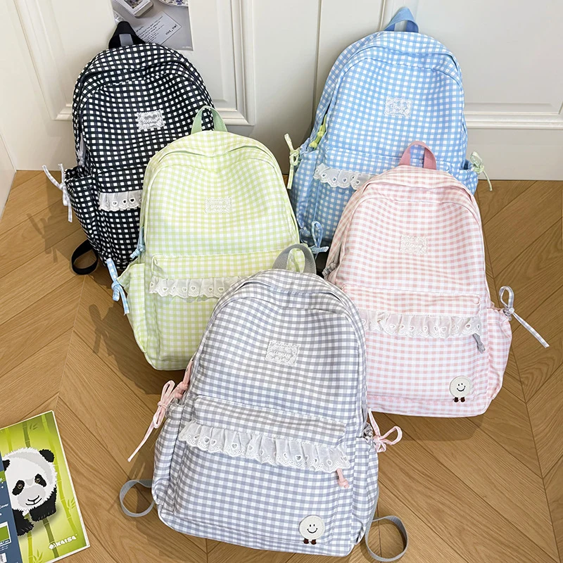 Süßer Gingham-Print-Rucksack Karnz
