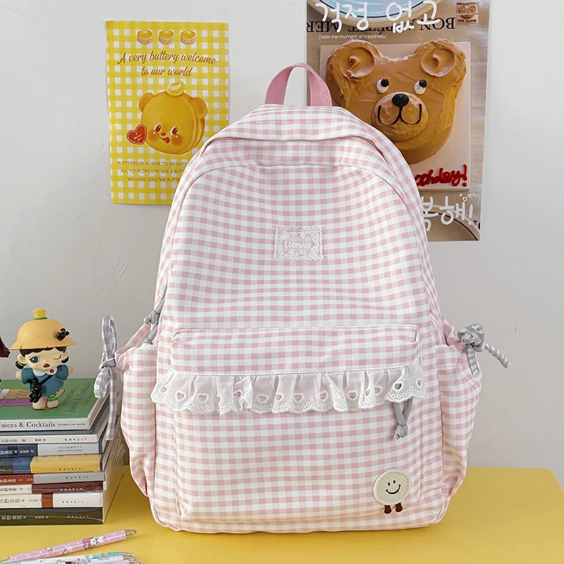 Süßer Gingham-Print-Rucksack Karnz