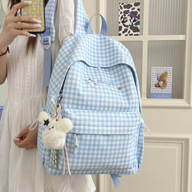 Süße Gingham-Muster Rucksack Karnz