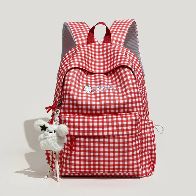 Süße Gingham-Muster Rucksack Karnz