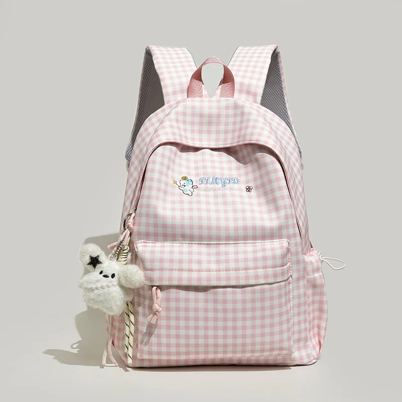 Süße Gingham-Muster Rucksack Karnz