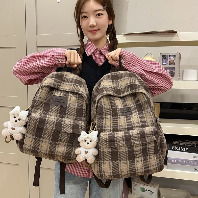 Gemütlicher Karomuster Rucksack Karnz