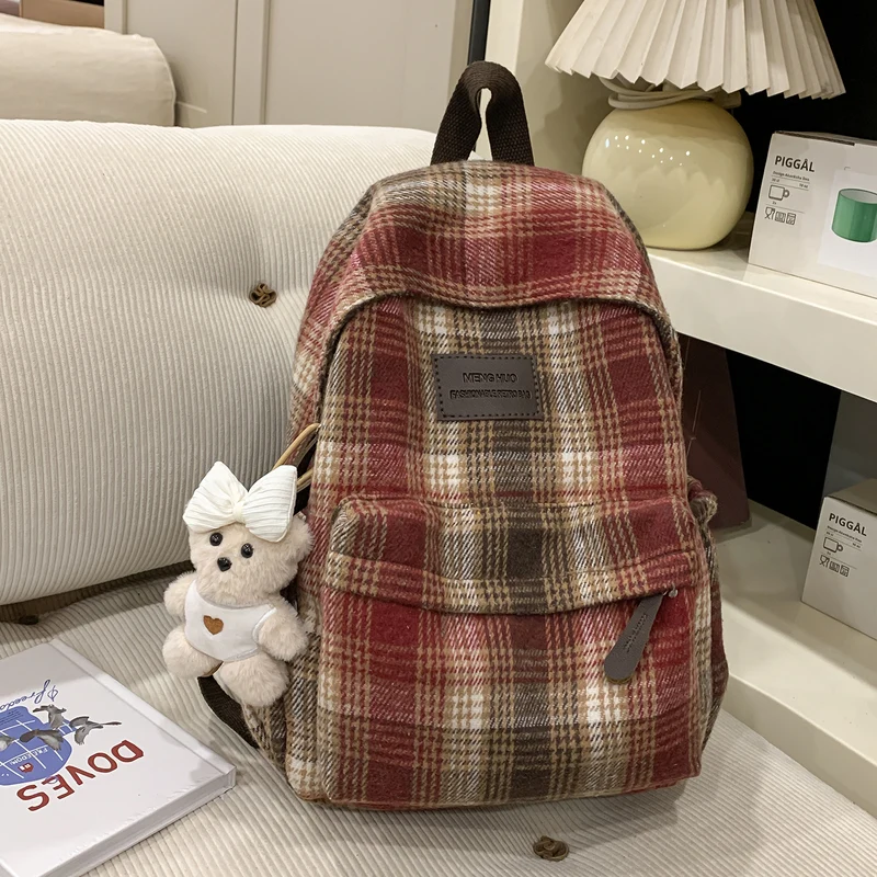 Gemütlicher Karomuster Rucksack Karnz