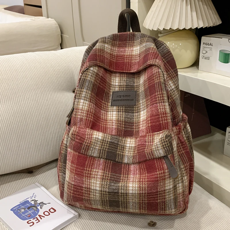 Gemütlicher Karomuster Rucksack Karnz