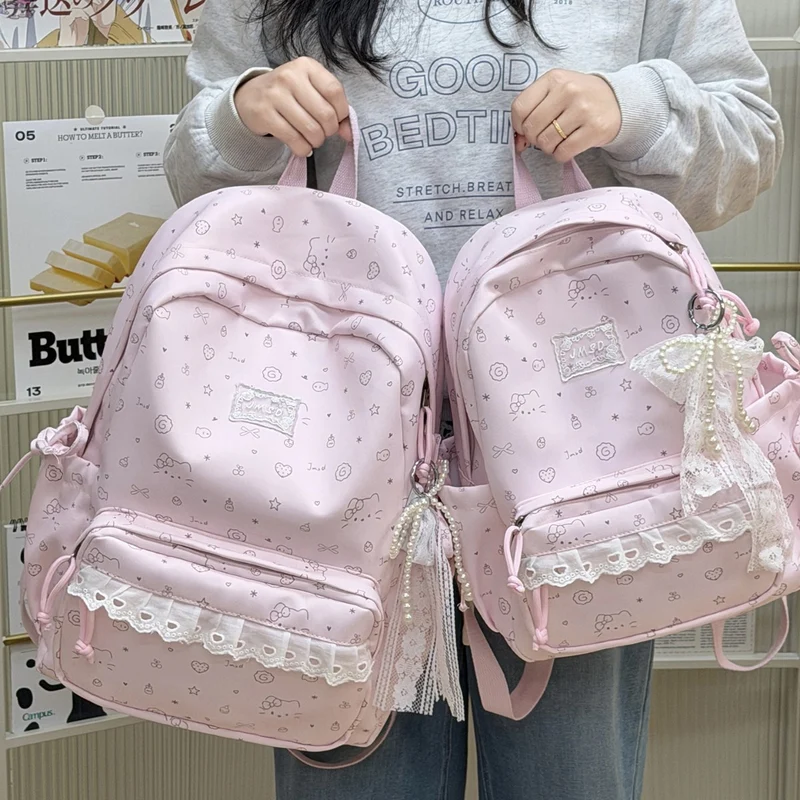 Süßer illustrierter gemusterter Rucksack Karnz 1791205714