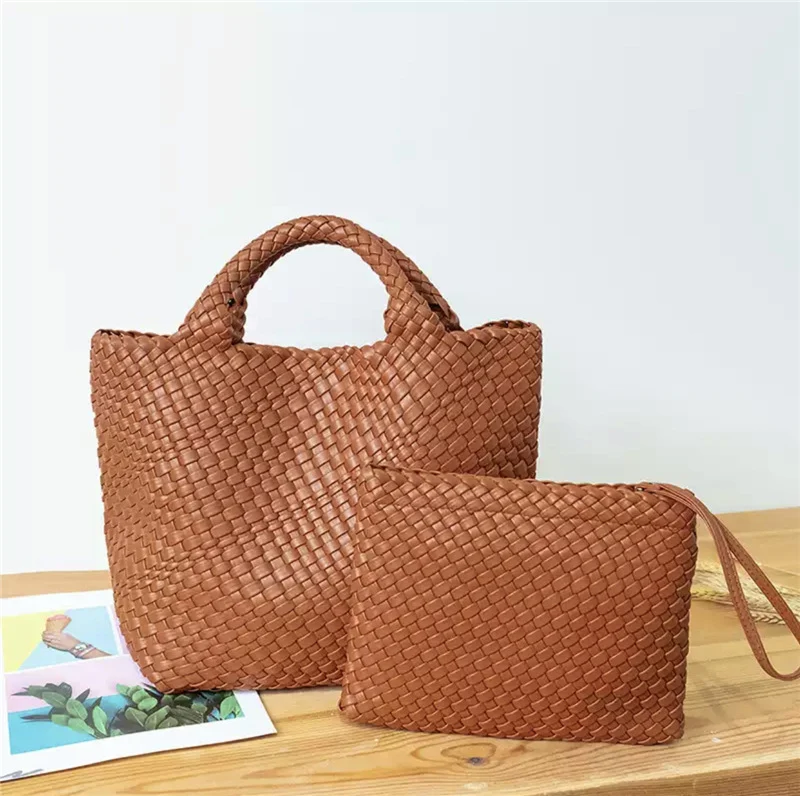 Elegante gewebte Handtasche mit abnehmbarer Clutch Skanto