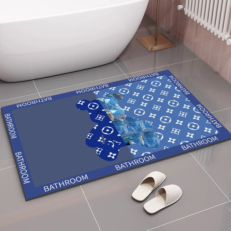 Spaßiger grafischer Badteppich für das Badezimmer