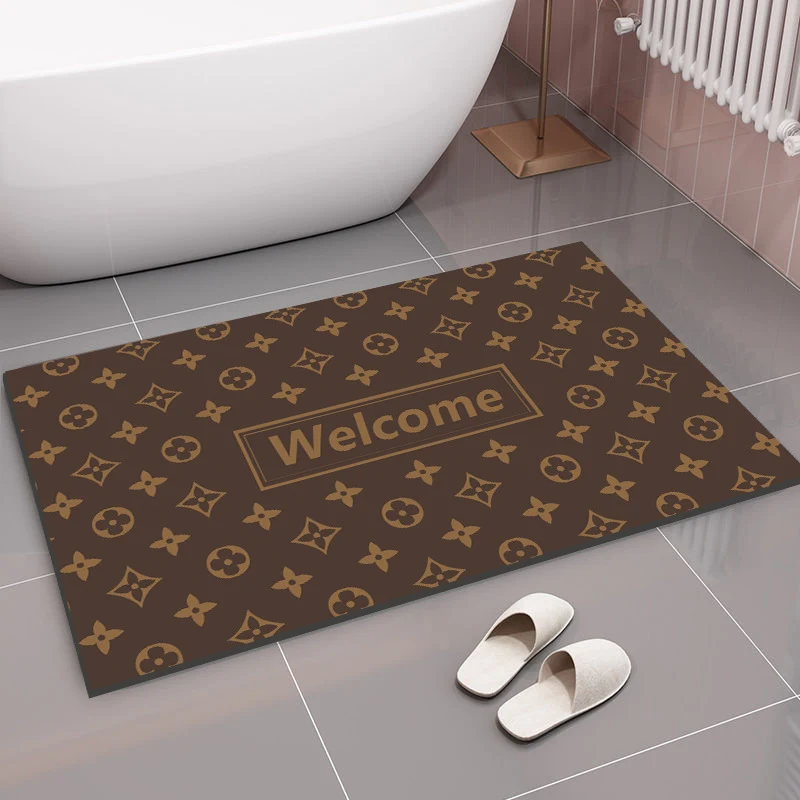 Spaßiger grafischer Badteppich für das Badezimmer