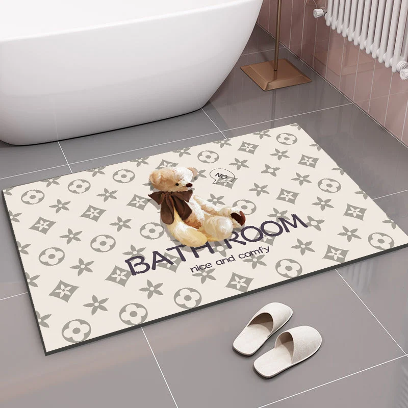 Spaßiger grafischer Badteppich für das Badezimmer