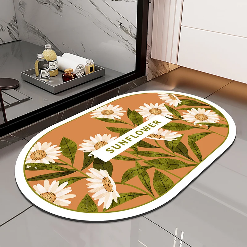 Blumengemusterte rutschfeste Badematte für das Badezimmer