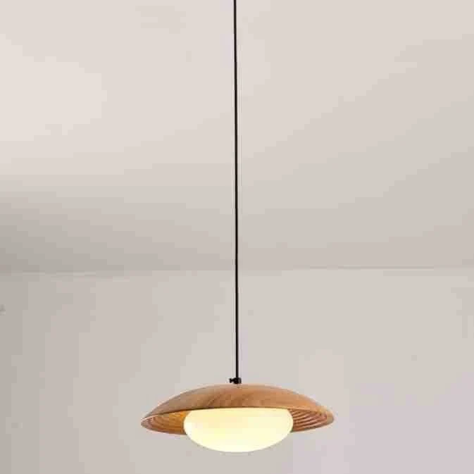 Zeitgenössische Holzpendelleuchte