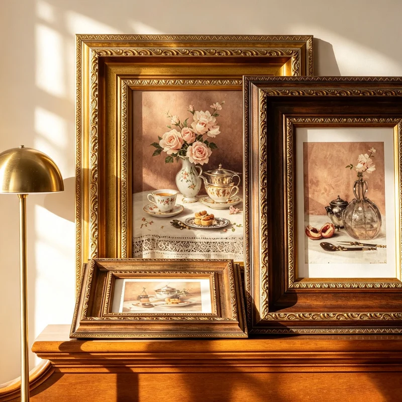Verschnörkelter Vintage Blumen Kunstrahmen für Zuhause