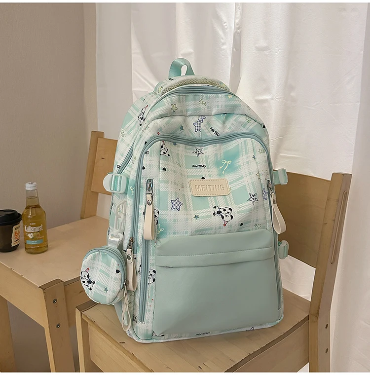 Multifunktionaler karierter Schulrucksack
