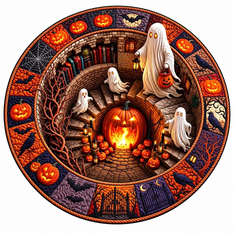 Verspielt Halloween-Themen runde Teppich