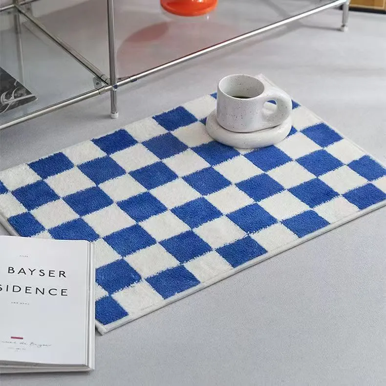 Plüsch Schachbrett Badteppich