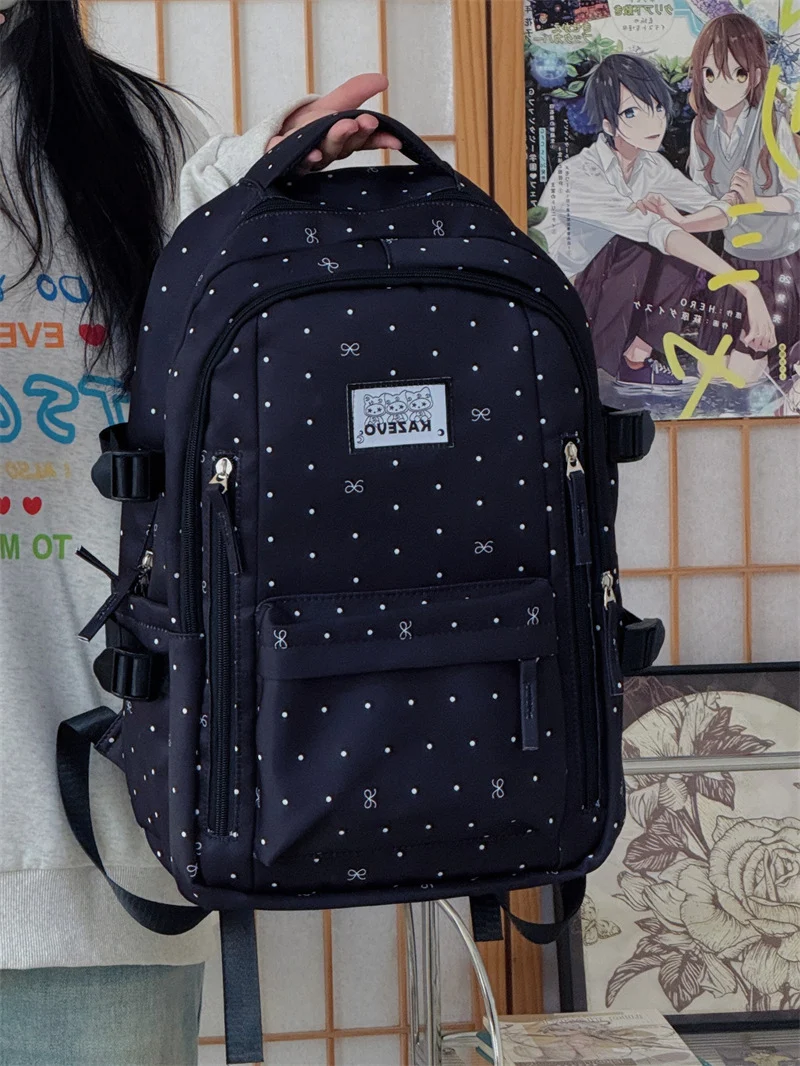 Mehrfächer-Schulrucksack mit geometrischem Muster